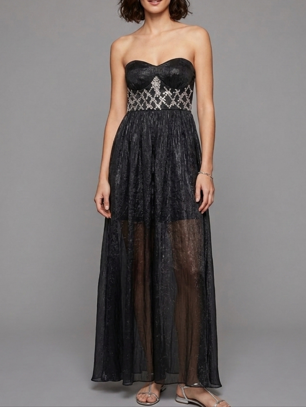Black Sheer Maxi Dress Sz M Whimsigoth Dark Fairy  Dark Romantic Baddie Villian
